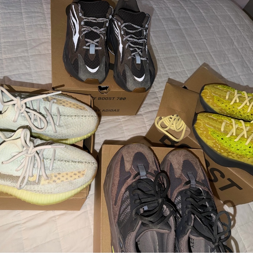 Adidas Kids Sneakers in Black, Yellow, and Cream